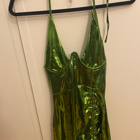 Green Metallic Mini Dress - Picture 1 of 2